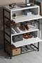 Wood-Metal 4 Shelf 2 Door Shoe Rack