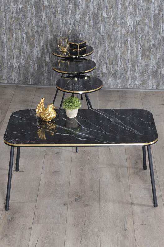 Black Metal Double Gold Coffee Table Set Square Black Metal Double Gold Coffee Table Set Square