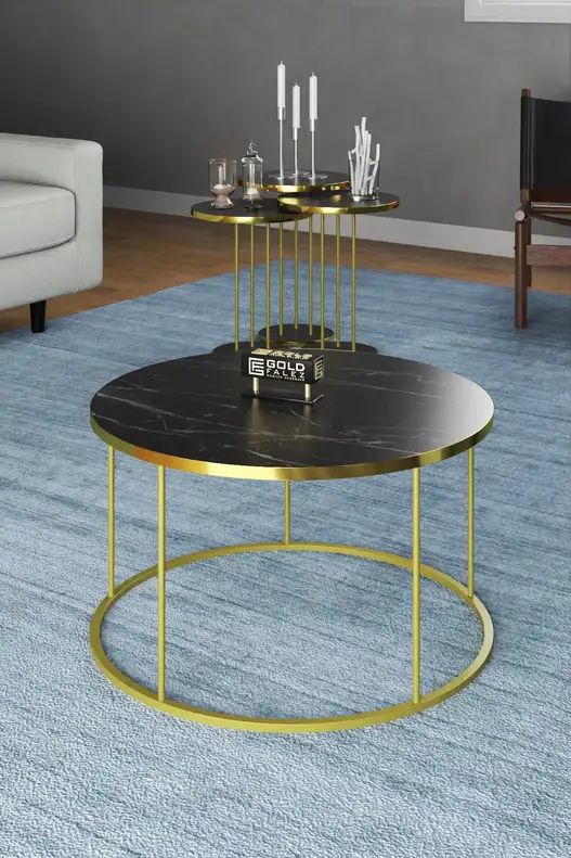 Coffee Table and Zigon Coffee Table Terra Set Gold Coffee Table and Zigon Coffee Table Terra Set Gold