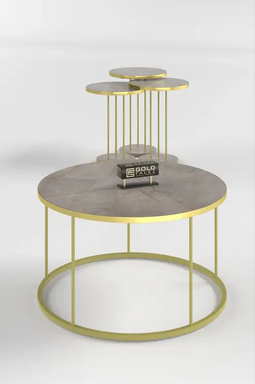 Coffee Table and Zigon Coffee Table Terra Set Gold Coffee Table and Zigon Coffee Table Terra Set Gold
