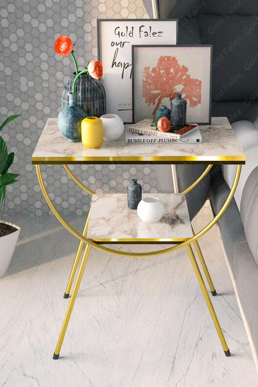 Double Strip Metal Side Table Bedside Table Double Strip Metal Side Table Bedside Table