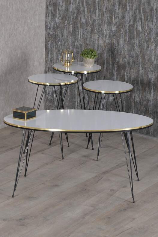 Black Wire Double Gold Coffee Table Set Ellipse Black Wire Double Gold Coffee Table Set Ellipse