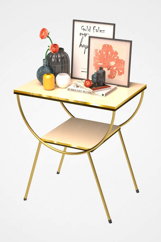 Double Strip Metal Side Table Bedside Table Double Strip Metal Side Table Bedside Table