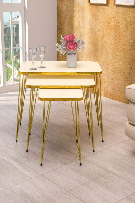 Square Gold Wire Coffee Table Set Square Gold Wire Coffee Table Set