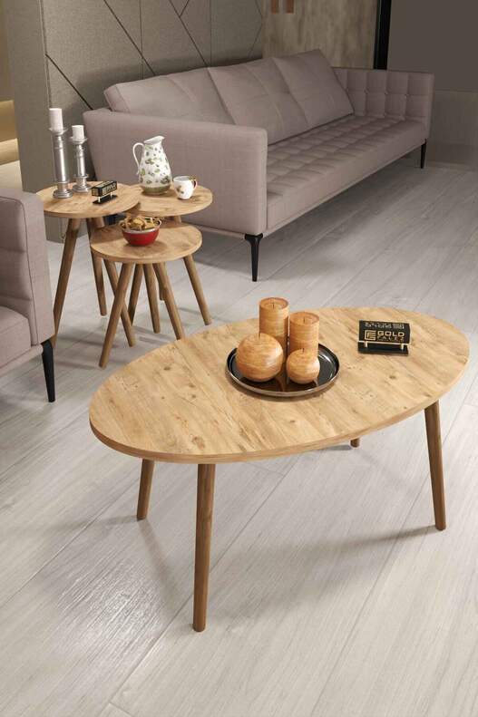 Ellipse Wooden Zigon Centre Coffee Table Set Ellipse Wooden Zigon Centre Coffee Table Set