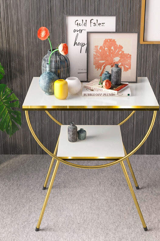 Double Strip Metal Side Table Bedside Table Double Strip Metal Side Table Bedside Table