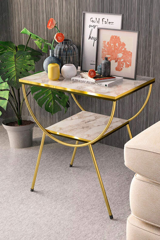 Double Strip Metal Side Table Bedside Table Double Strip Metal Side Table Bedside Table