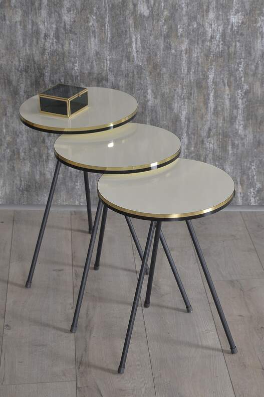 Black Metal Double Gold Coffee Table Set Ellipse Black Metal Double Gold Coffee Table Set Ellipse