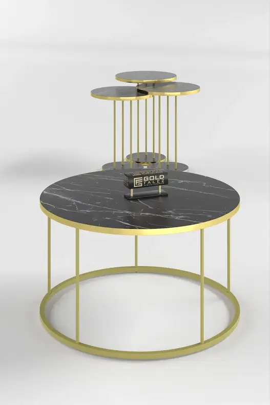 Coffee Table and Zigon Coffee Table Terra Set Gold Coffee Table and Zigon Coffee Table Terra Set Gold