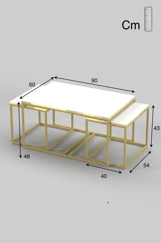 Flora Center and Zigon-Side Table Set Gold White Flora Center and Zigon-Side Table Set Gold White