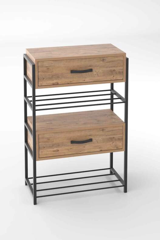 Wood-Metal 4 Shelf 2 Door Shoe Rack