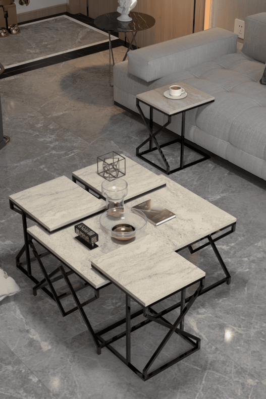 V Lux 5 Piece Center and Zigon Coffee Table Set V Lux 5 Piece Center and Zigon Coffee Table Set
