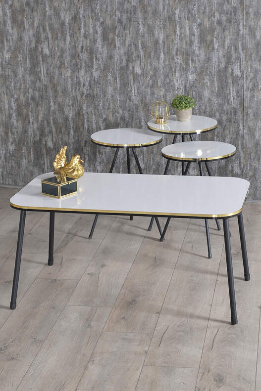 Black Metal Double Gold Coffee Table Set Square Black Metal Double Gold Coffee Table Set Square