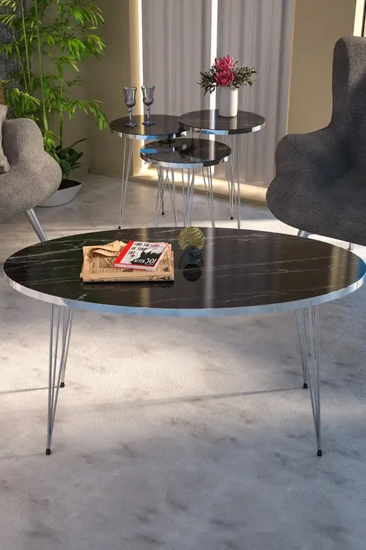 Silver Wire Coffee Table Set Ellipse Silver Wire Coffee Table Set Ellipse
