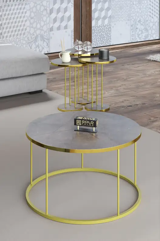 Coffee Table and Zigon Coffee Table Terra Set Gold Coffee Table and Zigon Coffee Table Terra Set Gold