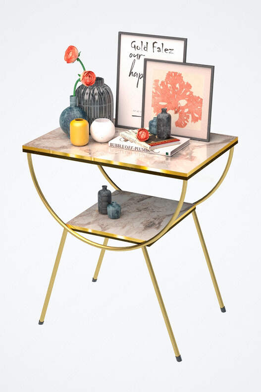 Double Strip Metal Side Table Bedside Table Double Strip Metal Side Table Bedside Table