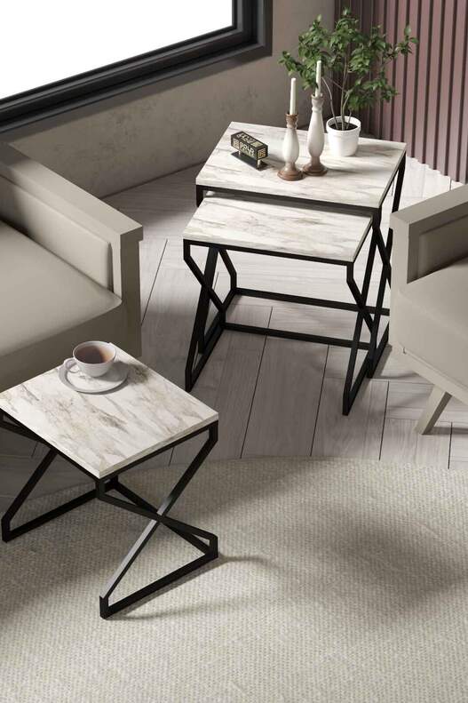 V Lux 3 Piece Zigon Coffee Table