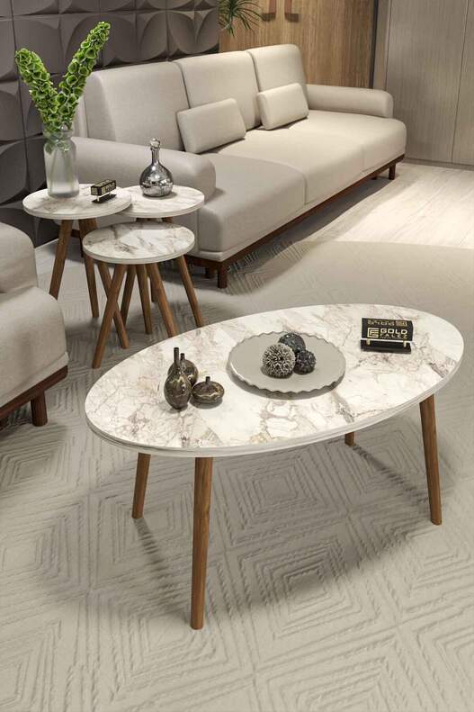 Ellipse Wooden Zigon Centre Coffee Table Set Ellipse Wooden Zigon Centre Coffee Table Set