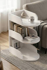 Modern 3 Katlı Kitaplıklı Yan Sehpa