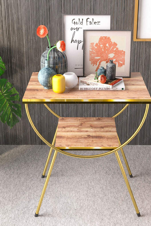 Double Strip Metal Side Table Bedside Table Double Strip Metal Side Table Bedside Table