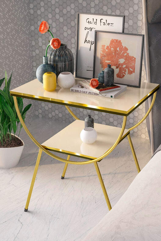 Double Strip Metal Side Table Bedside Table Double Strip Metal Side Table Bedside Table