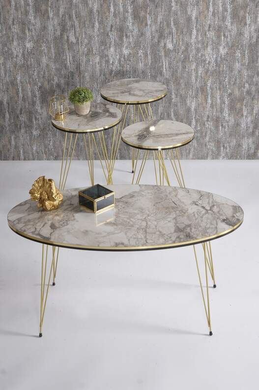 Gold Wire Double Gold Coffee Table Set Ellipse Gold Wire Double Gold Coffee Table Set Ellipse
