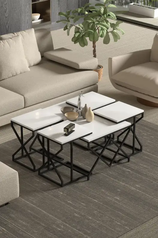 V Lux 5 Piece Center and Zigon Coffee Table Set V Lux 5 Piece Center and Zigon Coffee Table Set