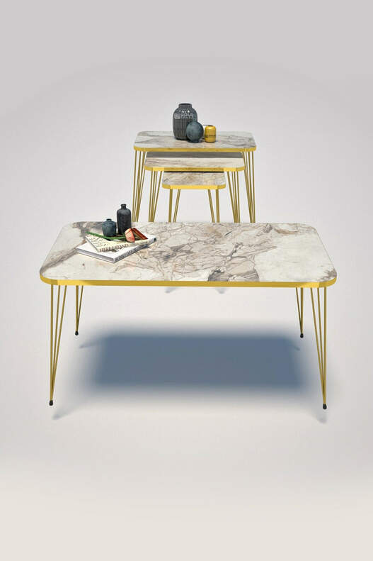 Square Gold Wire Coffee Table Set Square Gold Wire Coffee Table Set