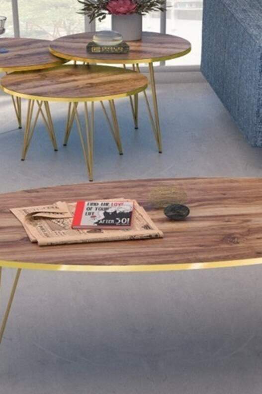 Gold Wire Zigon Coffee Table Set Ellipse Gold Wire Zigon Coffee Table Set Ellipse