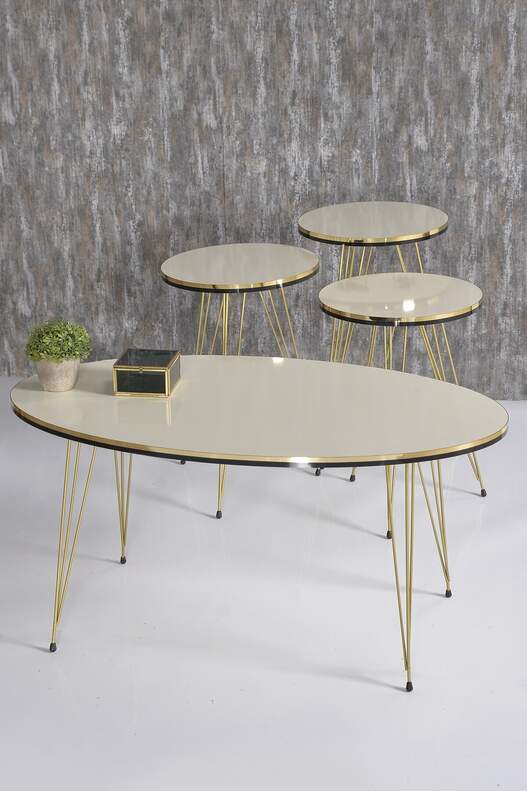 Gold Wire Double Gold Coffee Table Set Ellipse Gold Wire Double Gold Coffee Table Set Ellipse