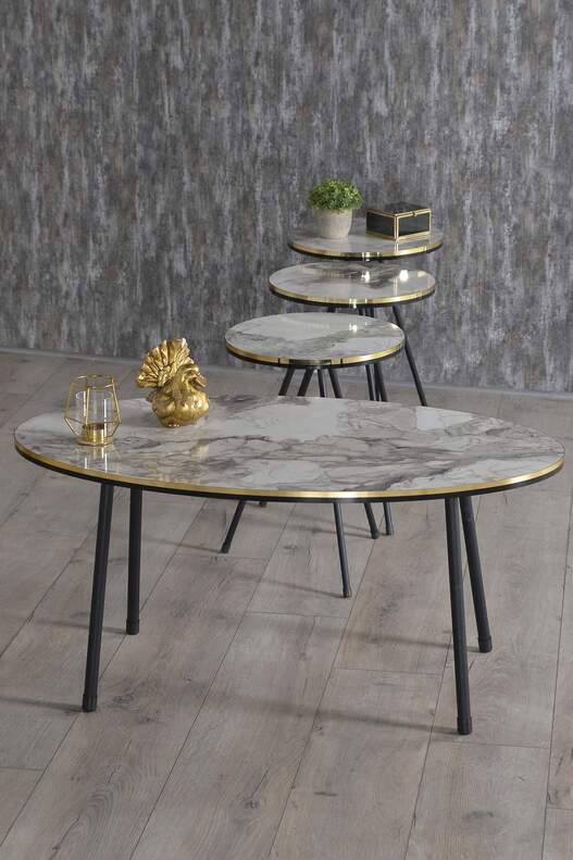 Black Metal Double Gold Coffee Table Set Ellipse Black Metal Double Gold Coffee Table Set Ellipse