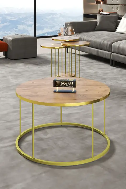 Coffee Table and Zigon Coffee Table Terra Set Gold Coffee Table and Zigon Coffee Table Terra Set Gold