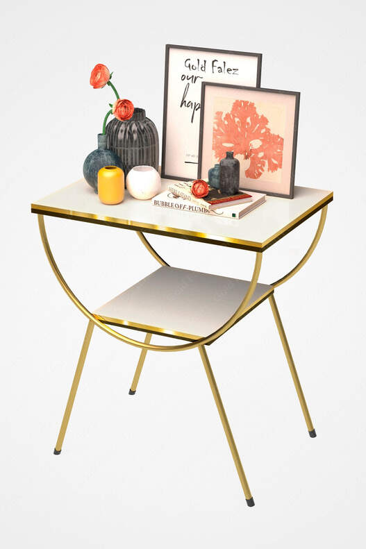 Double Strip Metal Side Table Bedside Table Double Strip Metal Side Table Bedside Table