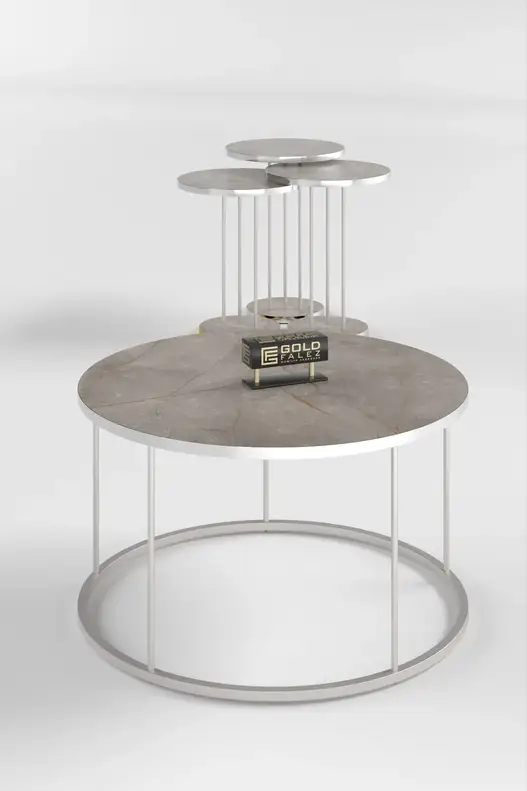 Coffee Table and Zigon Coffee Table Terra Set Silver Coffee Table and Zigon Coffee Table Terra Set Silver