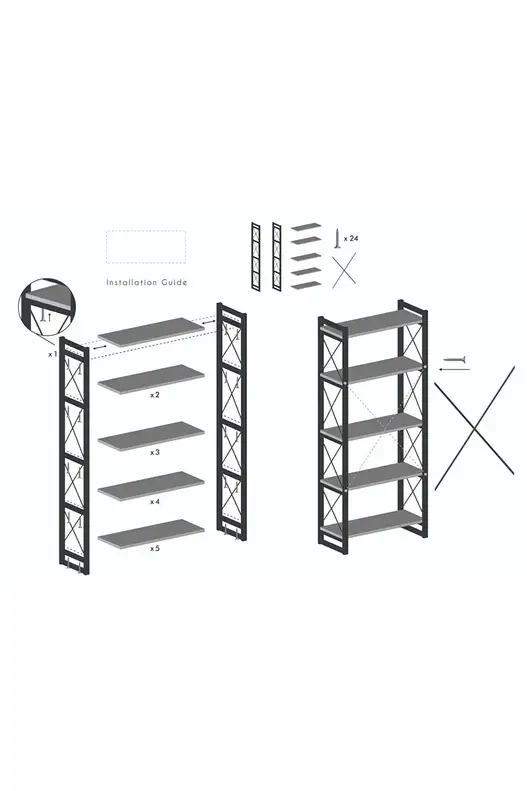 5 Raflı Kitaplık