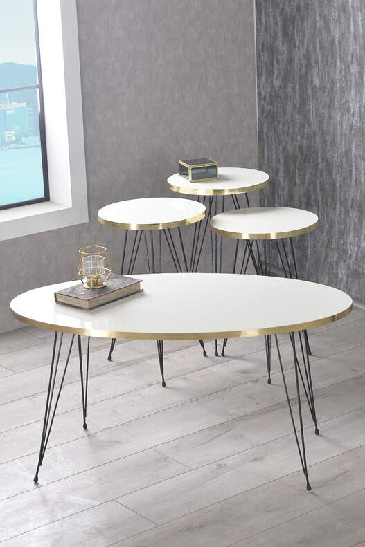 Black Wire Gold Coffee Table Set Ellipse Black Wire Gold Coffee Table Set Ellipse
