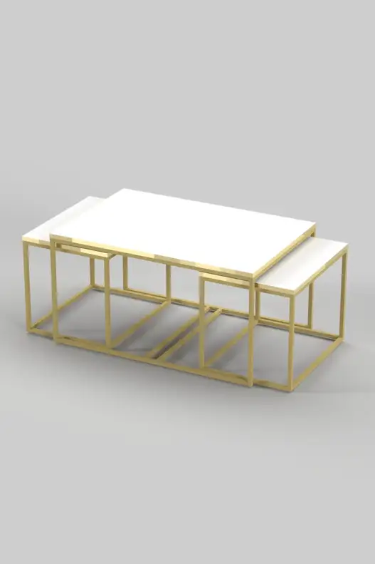 Flora Center and Zigon-Side Table Set Gold White Flora Center and Zigon-Side Table Set Gold White