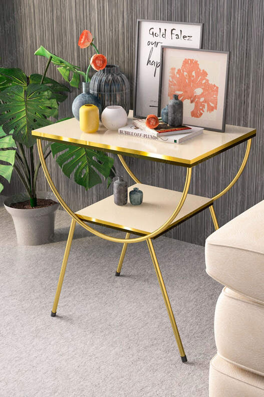 Double Strip Metal Side Table Bedside Table Double Strip Metal Side Table Bedside Table
