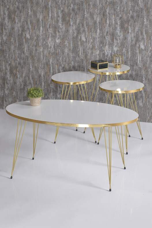 Gold Wire Zigon Coffee Table Set Ellipse Gold Wire Zigon Coffee Table Set Ellipse