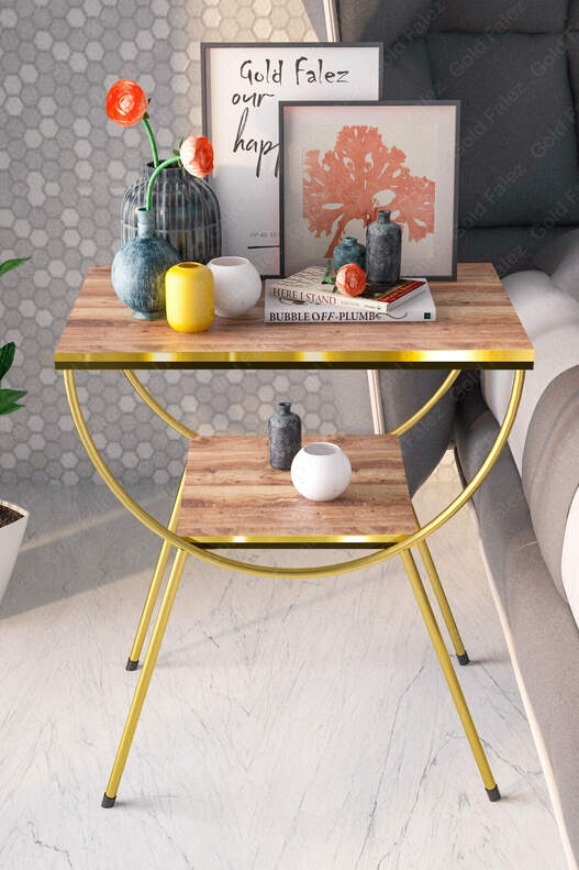 Double Strip Metal Side Table Bedside Table Double Strip Metal Side Table Bedside Table