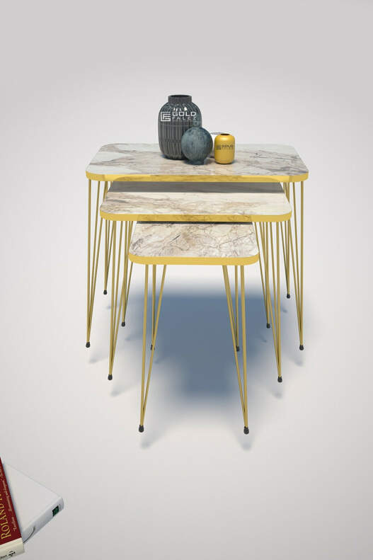 Square Gold Wire Coffee Table Set Square Gold Wire Coffee Table Set