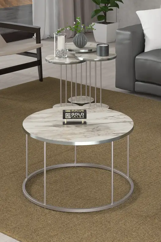Coffee Table and Zigon Coffee Table Terra Set Silver Coffee Table and Zigon Coffee Table Terra Set Silver