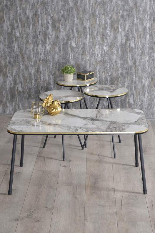 Black Metal Double Gold Coffee Table Set Square Black Metal Double Gold Coffee Table Set Square