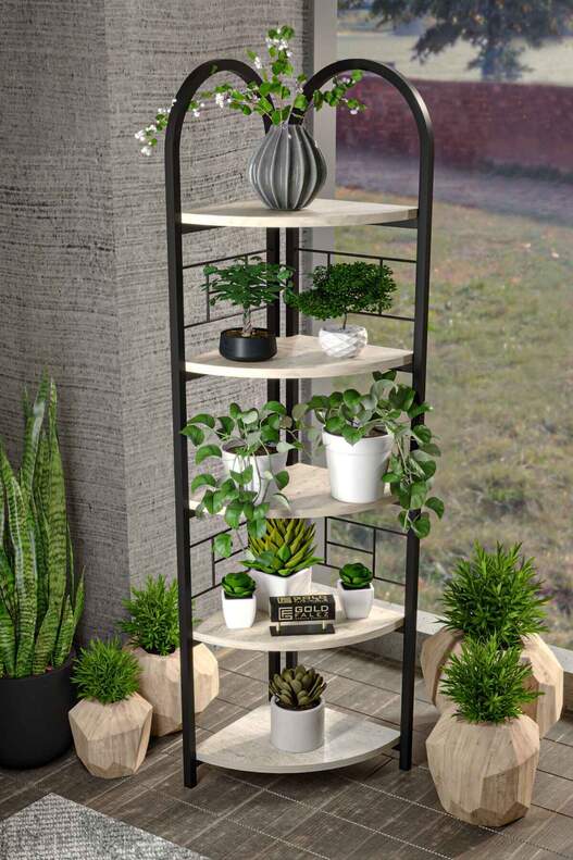 Bohemian Corner Flower Bed with 5 Shelves