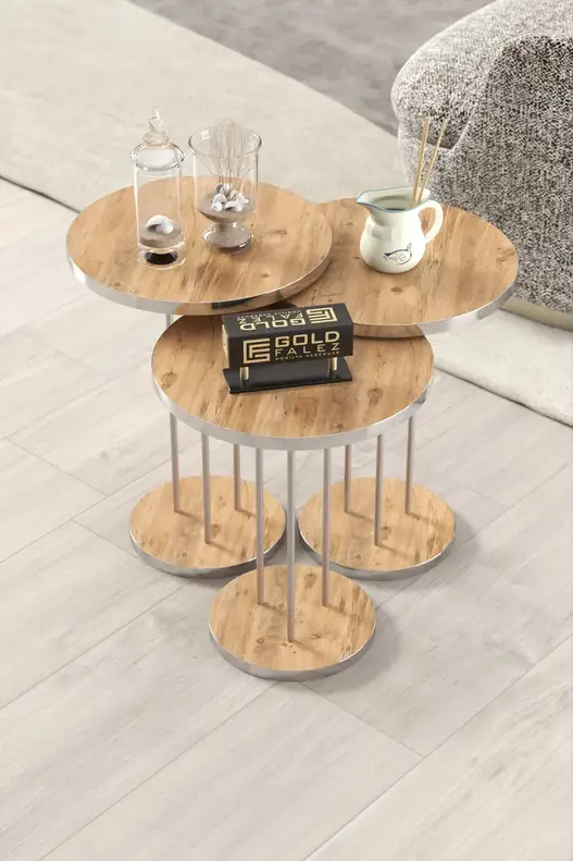 Coffee Table and Zigon Coffee Table Terra Set Silver Coffee Table and Zigon Coffee Table Terra Set Silver