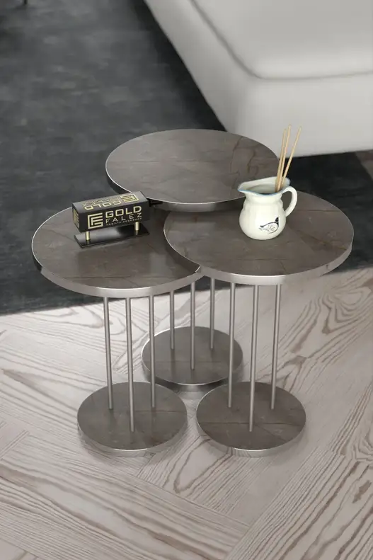Coffee Table and Zigon Coffee Table Terra Set Silver Coffee Table and Zigon Coffee Table Terra Set Silver