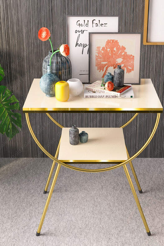 Double Strip Metal Side Table Bedside Table Double Strip Metal Side Table Bedside Table