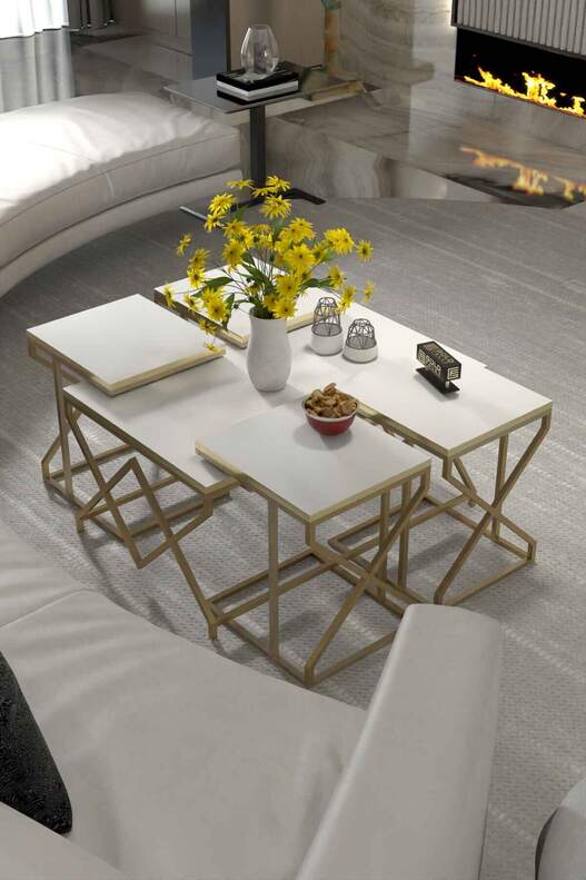 V Lux 5 Piece Center and Zigon Coffee Table Set V Lux 5 Piece Center and Zigon Coffee Table Set