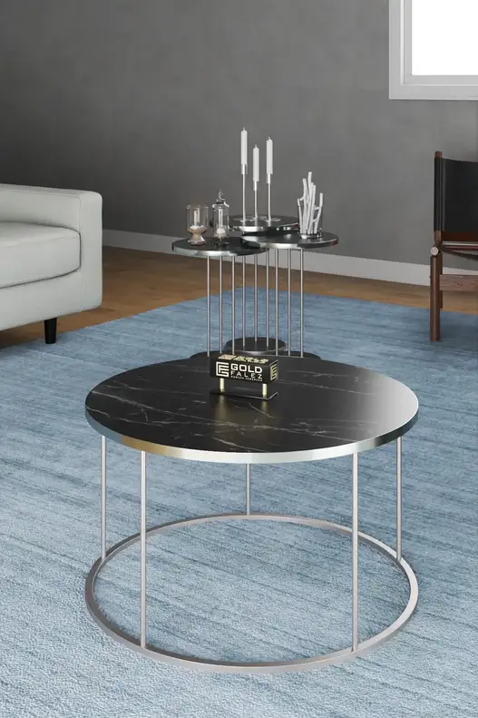 Coffee Table and Zigon Coffee Table Terra Set Silver Coffee Table and Zigon Coffee Table Terra Set Silver