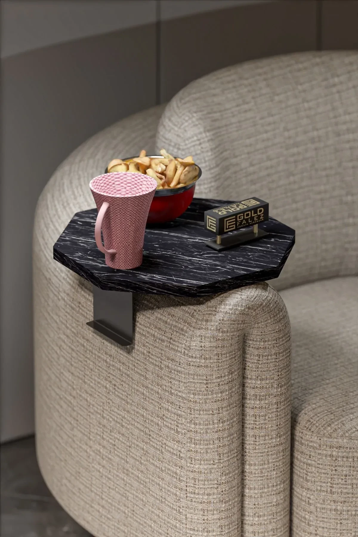 Dekoratif Yan Sehpa Sekizgen